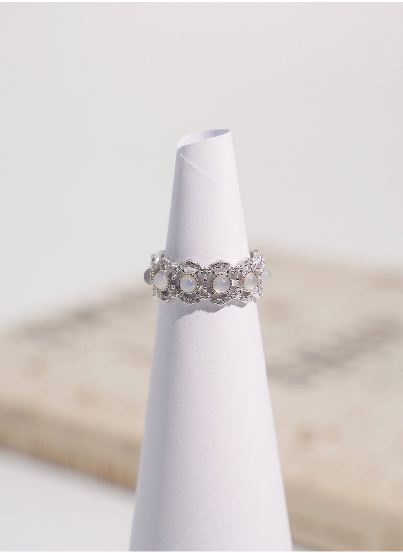 Generic Size-8 White Moon Ring  - Image 3