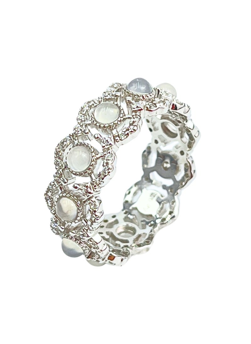 Generic Size-8 White Moon Ring  - Image 1