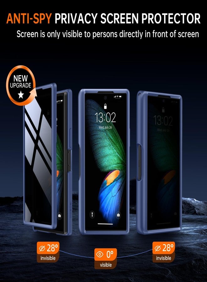 موبوسي جراب MOBOSI لهاتف سامسونج جالاكسي زد فولد 6 [متوافق مع Magsafe]، [حامل مدمج وحماية للمفصلات وواقي للشاشة] جراب نحيف كامل للجسم لهاتف زد فولد 6 مع حامل قلم S Pen، لون أزرق للخصوصية - Image 3