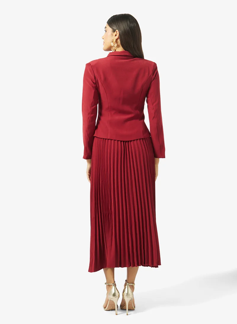 Khizana Blazer Top & Pleated Skirt Set