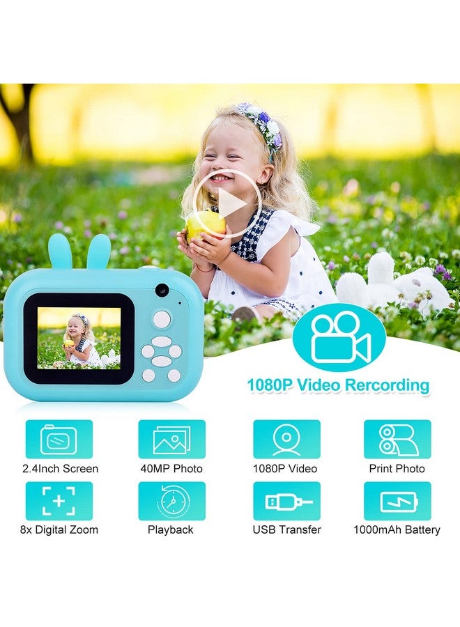 MINIBEAR Kids Camera Instant Print Camera for Kids Digital Camera Toddler Toys Christmas Birthday Gifts for 3 4 5 6 7 8 9 10 Year Old Boys Girls, Blue - Image 2