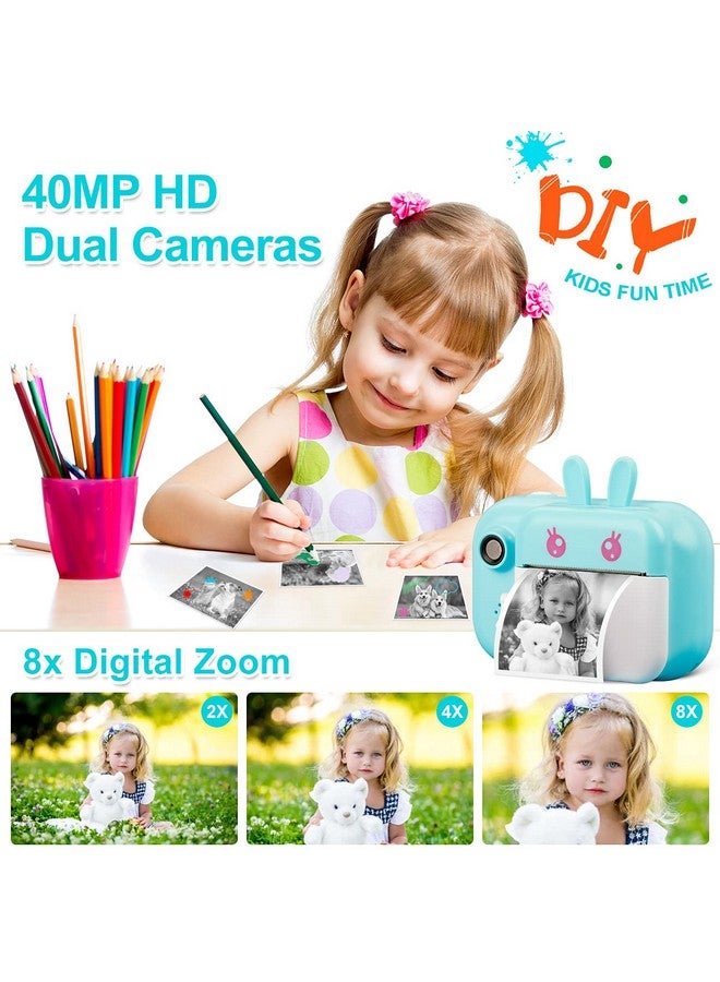 MINIBEAR Kids Camera Instant Print Camera for Kids Digital Camera Toddler Toys Christmas Birthday Gifts for 3 4 5 6 7 8 9 10 Year Old Boys Girls, Blue - Image 4