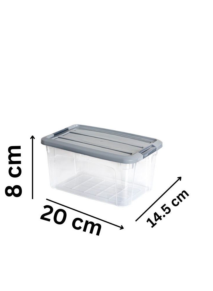 فولي لايف صندوق تخزين ملكي بلاستيكي شفاف مع غطاء محكم الإغلاق للحفاظ على الطعام طازجًا، قابل للاستخدام في الفريزر العميق وغسالة الأطباق، رمادي اللون، سعة 1.2 لتر - Image 2