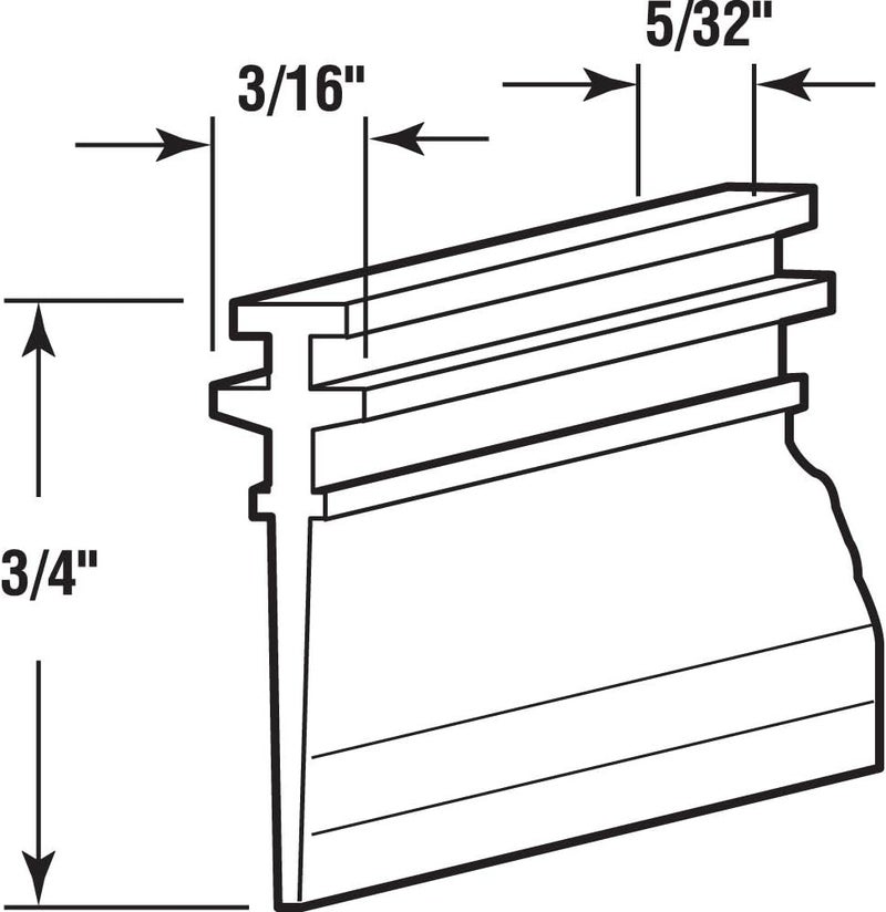 Slide-Co 19672 Shower Door Bottom Sweep, Double Tee Insert shape, 3/4 In., 36 In. (Single Pack) - Image 2