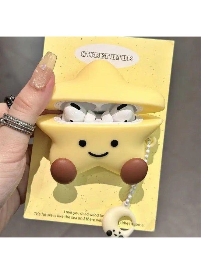 Year Headset For Apple 4 Generation AirpodsPro2 Cartoon Cute Protective Shell Premium-Color:Smiling Five-pointed Star With Pendant-Applicable Models:Airpods Pro/Pro2 - Image 1