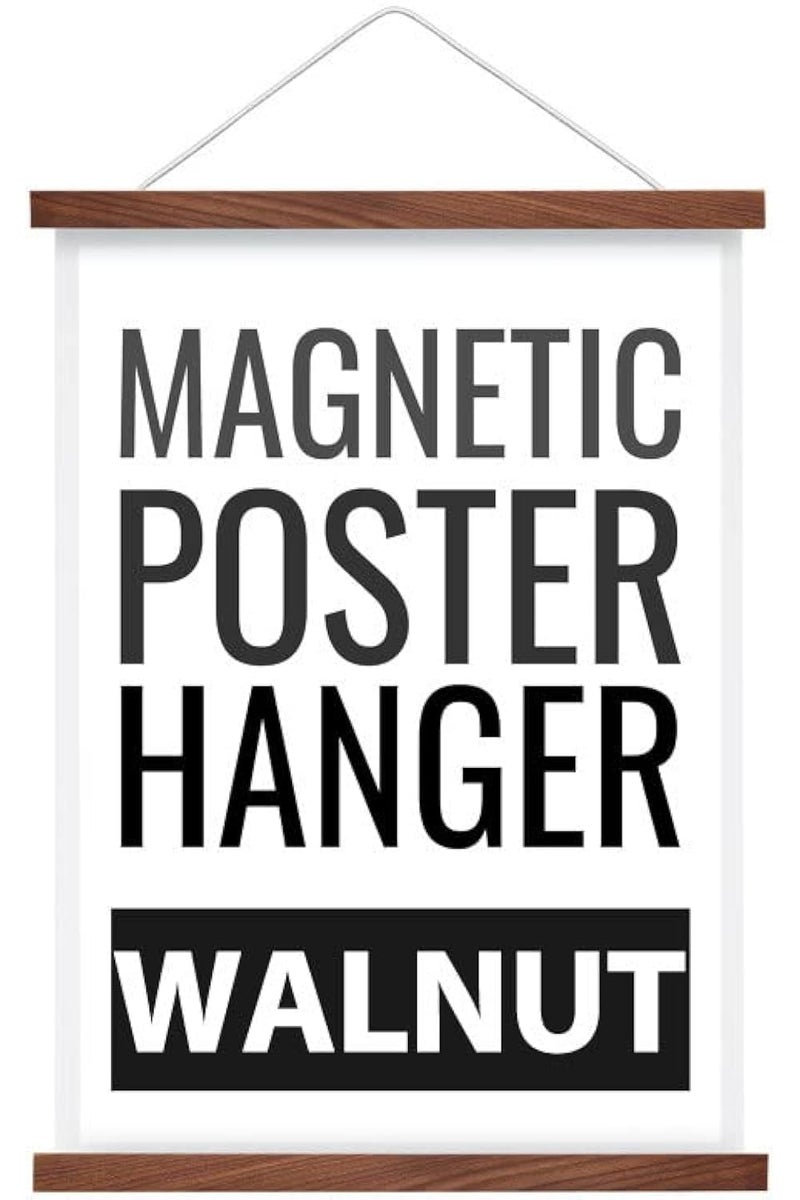 Magnetic Poster Hanger Frame 20 Inch Wide Walnut Strong Magnet Premium Wood and Quick Assembly Wall Hanging Wooden Frame for Posters Scroll Picture Print 20x28 20x30 20x24