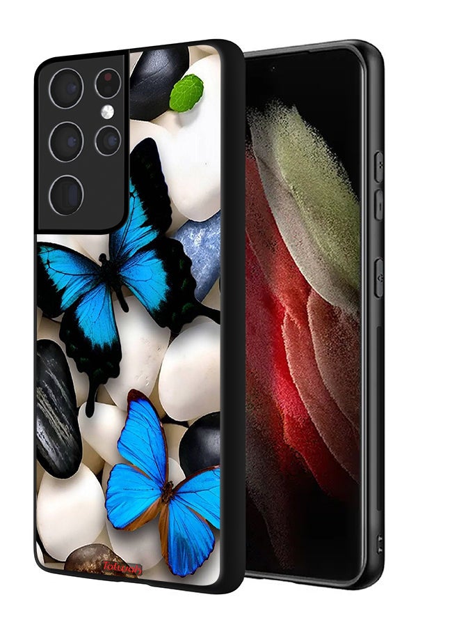 Tolwak Samsung Galaxy S21 Ultra 5G Protective Case Cover Butterflies On Stones - Image 1