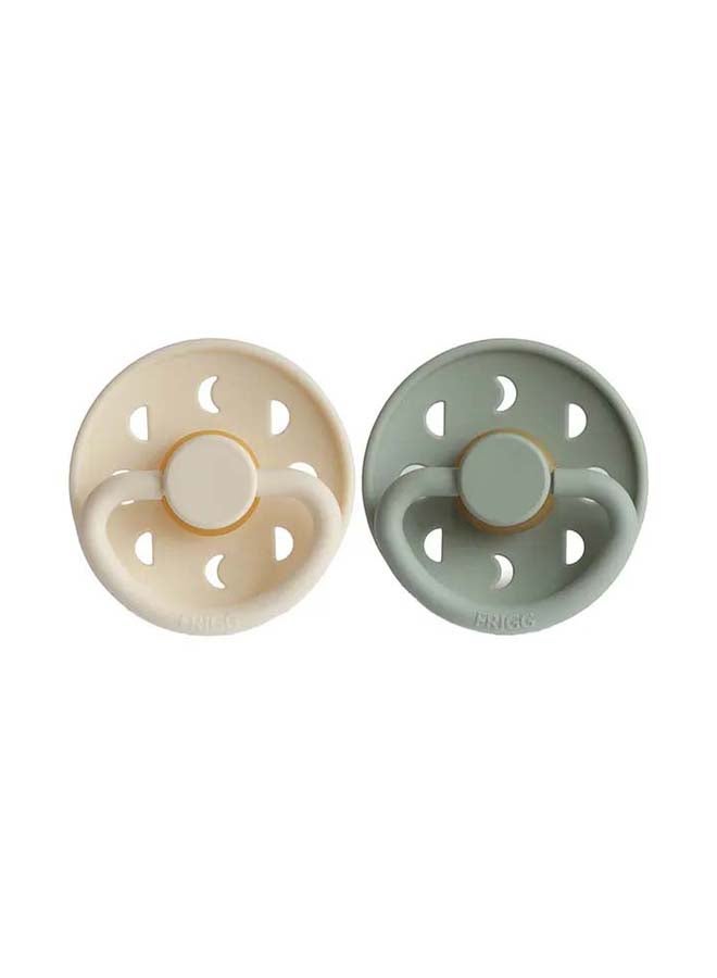 FRIGG Moon Phase Latex Baby Pacifier 0-6M 2-Pack Cream/Sage - Size 1