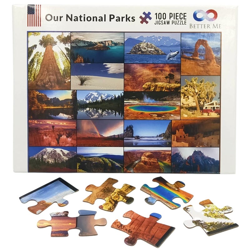 Better Me Our National Parks 100-Piece Jigsaw Puzzle - Usa National Park Puzzles For Kids  Featuring Acadia  Yellowstone  Zion  Arches  Crater Lake  Mount Rainier & More (100 Pieces) - Image 4