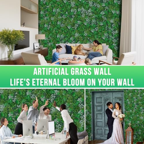 Grooy Artificial Boxwood Panels, Grass Wall Panels 16 Pack 20"x20",Privacy Hedge Fence Screen with UV Protection,Fake Greenery Backdrop for Indoor Wedding Decoration and Outdoor Garden Backyard - Image 5