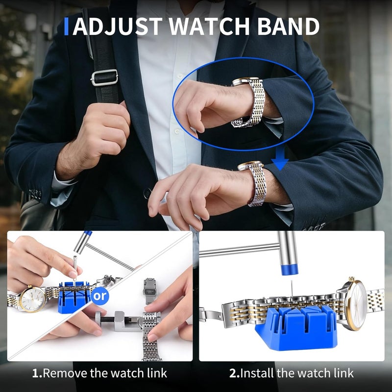 XOOL 210 PCS Watch Repair Kits, Including Watch Battery Change Kit, Watch Case Opener, Link Remover, Spring Bar Tools, Screwdrivers, and Portable Carrying Case with Instruction Manual - Image 3
