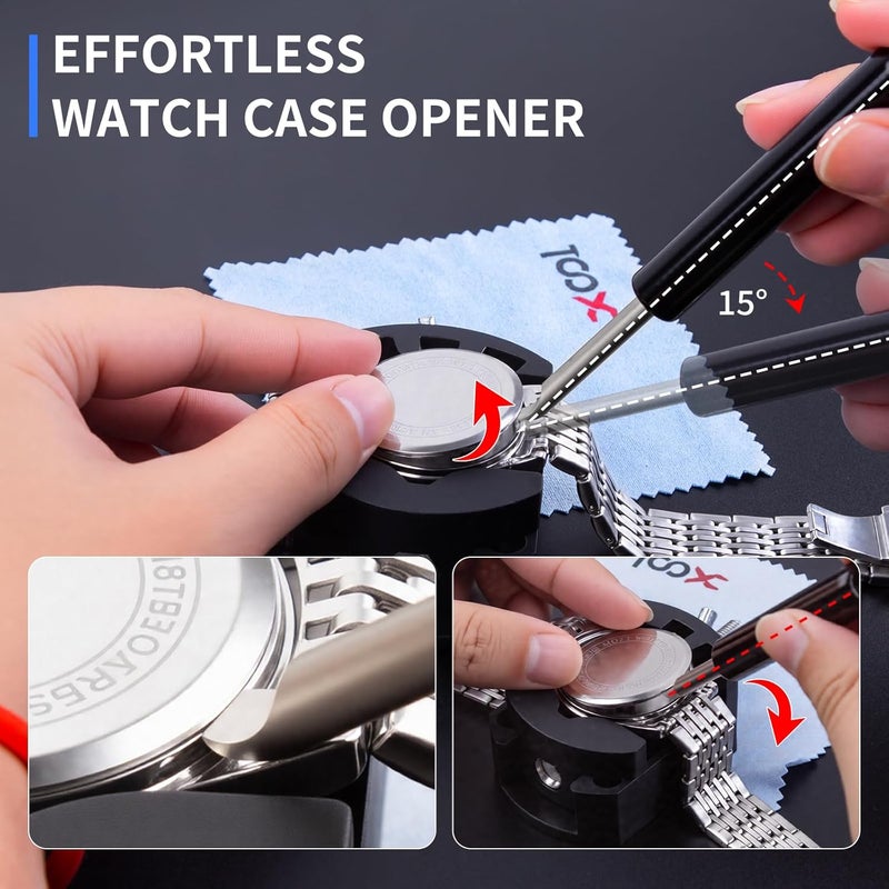 XOOL 210 PCS Watch Repair Kits, Including Watch Battery Change Kit, Watch Case Opener, Link Remover, Spring Bar Tools, Screwdrivers, and Portable Carrying Case with Instruction Manual - Image 5