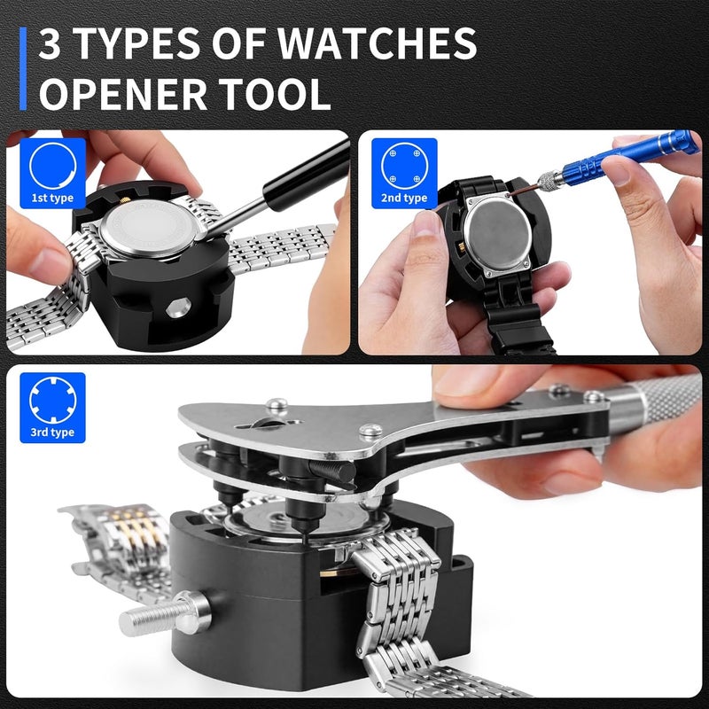 XOOL 210 PCS Watch Repair Kits, Including Watch Battery Change Kit, Watch Case Opener, Link Remover, Spring Bar Tools, Screwdrivers, and Portable Carrying Case with Instruction Manual - Image 4