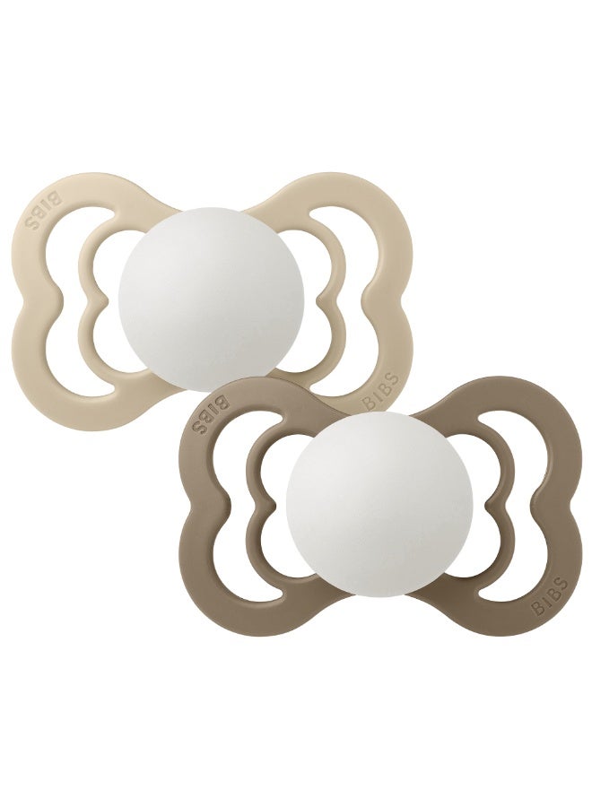 بيبس BIBS Pacifier Supreme 2 PACK Silicone Size 2 Vanilla Glow/Dark Oak Glow - Image 3