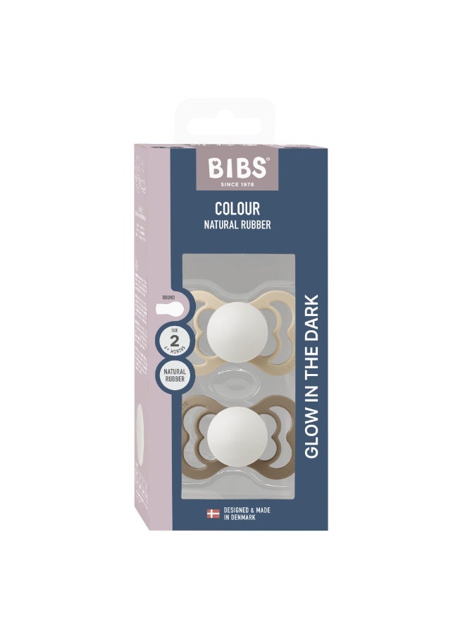 بيبس BIBS Pacifier Supreme 2 PACK Silicone Size 2 Vanilla Glow/Dark Oak Glow - Image 2
