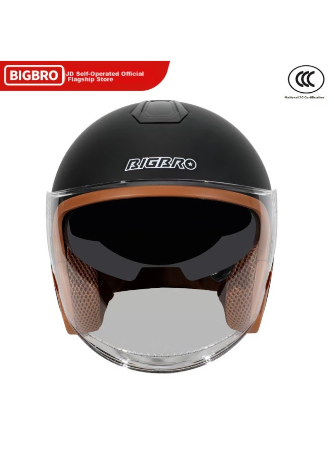 Bigbro602 New National Standard Class A Motorcycle Helmet, Uni, Summer Ventilated, For Electric Bikes, Half Helmet, Matte Black, L - Image 2