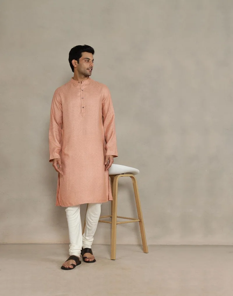 Fabindia Viscose Blend Hand Block Printed Long Kurta