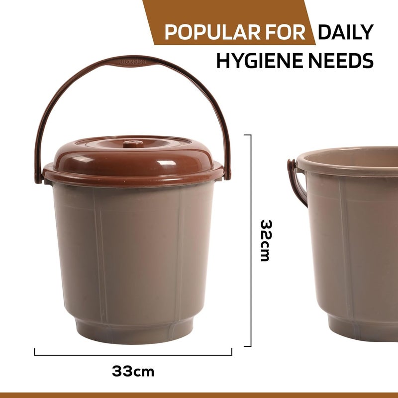 Kuber Industries Bucket 18 Liter Bucket for Bathroom Balti for Bathroom Plastic Bucket for Daily Use Bucket with Lid Handle Water Storage Bucket Bathroom Bucket Mink Grey - Image 3