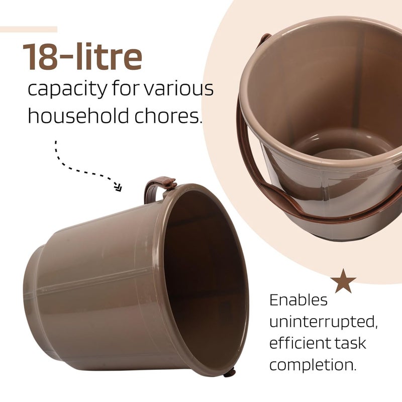 Kuber Industries Bucket 18 Liter Bucket for Bathroom Balti for Bathroom Plastic Bucket for Daily Use Bucket with Lid Handle Water Storage Bucket Bathroom Bucket Mink Grey - Image 5