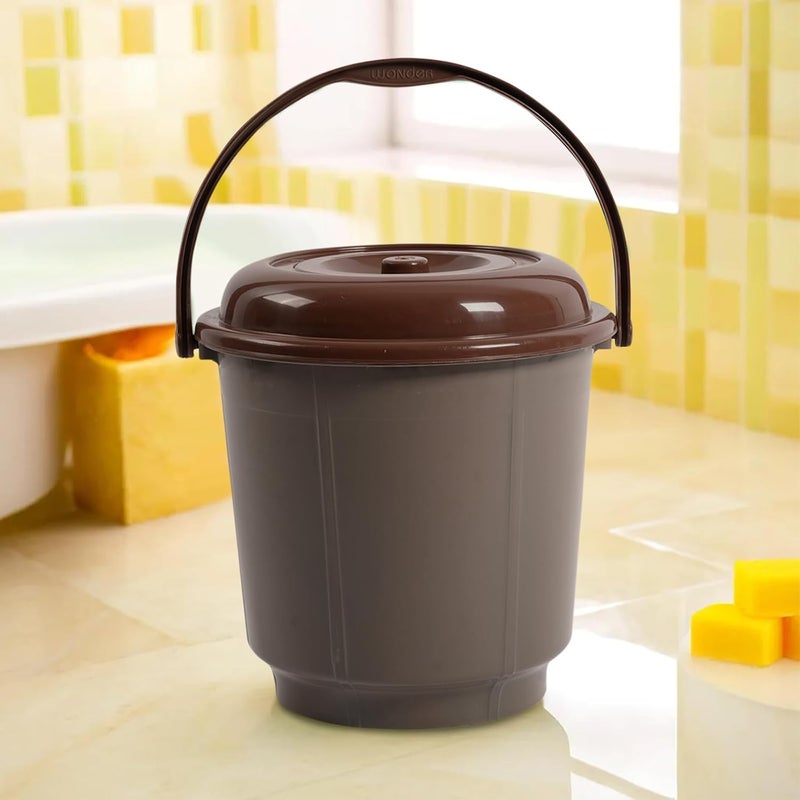 Kuber Industries Bucket 18 Liter Bucket for Bathroom Balti for Bathroom Plastic Bucket for Daily Use Bucket with Lid Handle Water Storage Bucket Bathroom Bucket Mink Grey - Image 1