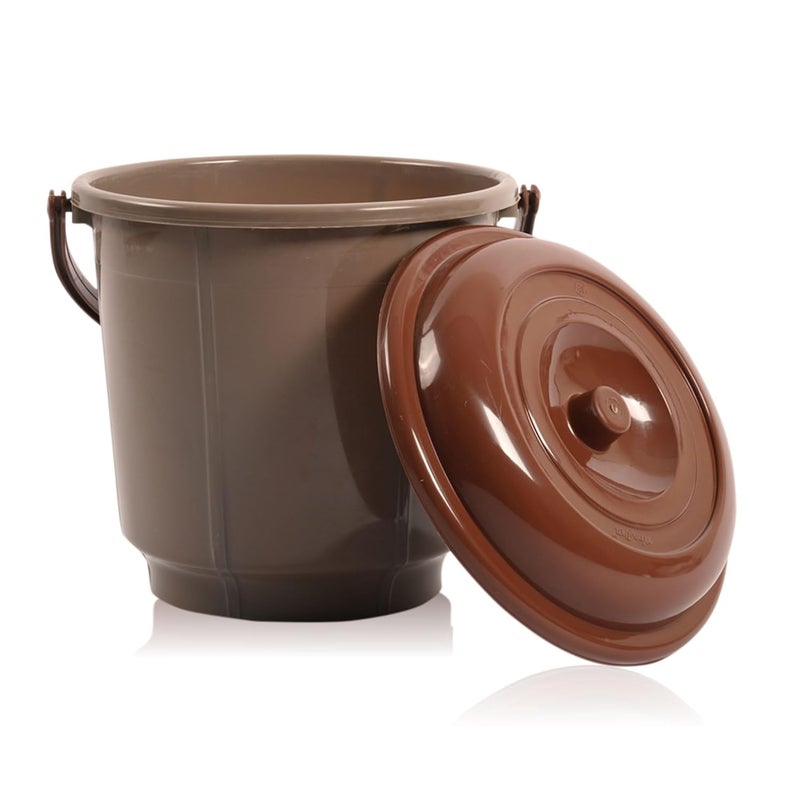 Kuber Industries Bucket 18 Liter Bucket for Bathroom Balti for Bathroom Plastic Bucket for Daily Use Bucket with Lid Handle Water Storage Bucket Bathroom Bucket Mink Grey - Image 2