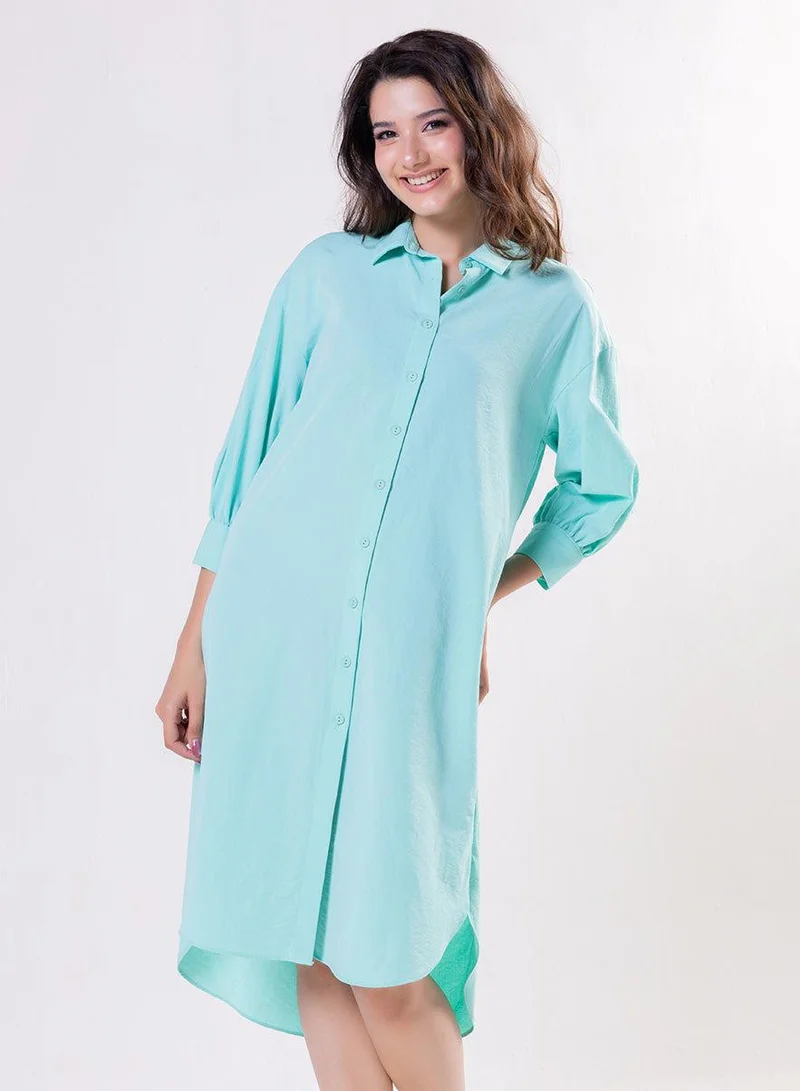زجزاج Puffed Sleeve Shirt Top -Green