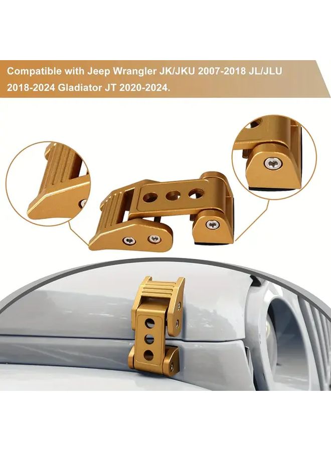 Aluminum Engine Hood Latch Lock Catch Kit Compatible With Golden Color For 2007 2018 JK JKU And 2018 2024 JL JLU JT Gladiator - Image 5