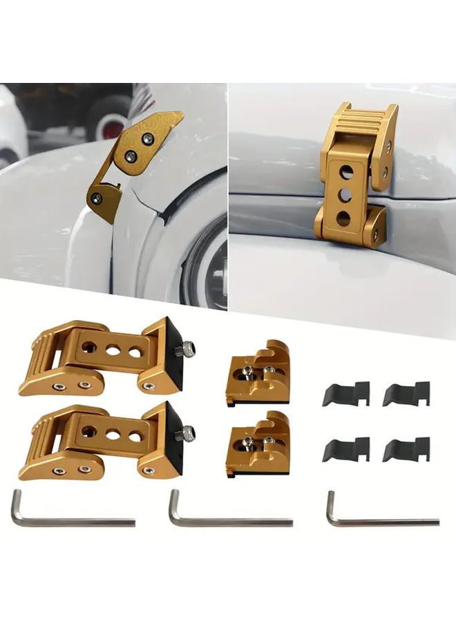 Aluminum Engine Hood Latch Lock Catch Kit Compatible With Golden Color For 2007 2018 JK JKU And 2018 2024 JL JLU JT Gladiator - Image 3