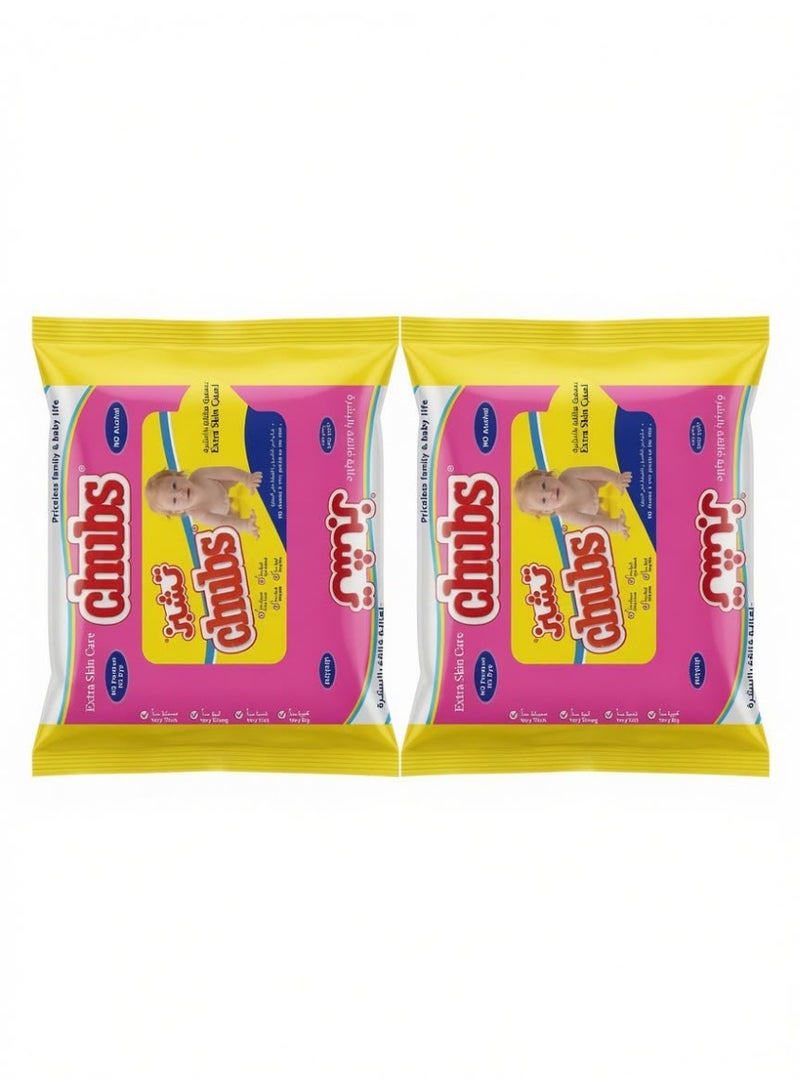 Chubs 2 packs of extra skincare wet wipes, alcohol-free, 20 wipes - Image 1