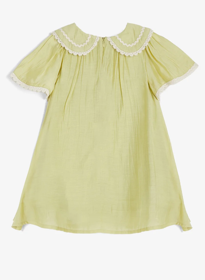 ريبلز مع نمشي Embroidered Baby Girls Dress with Lace Collar