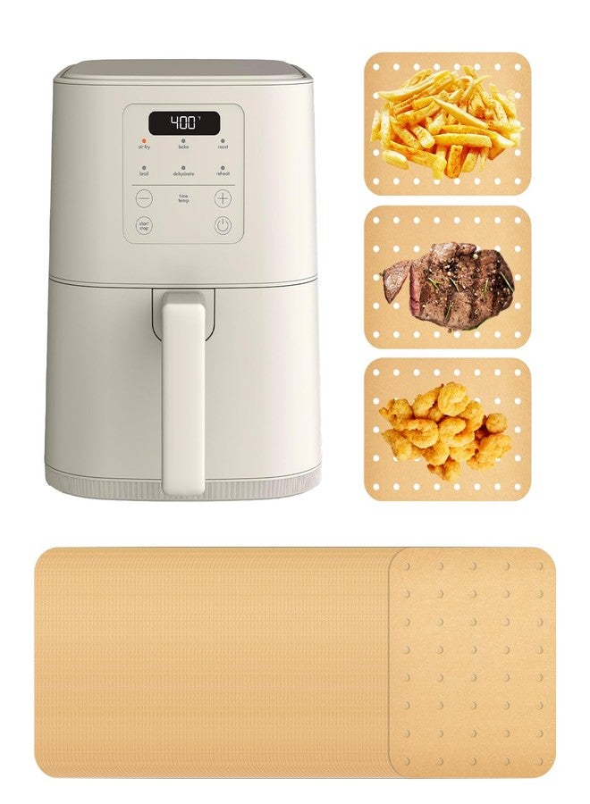 MMH 130PCS Air Fryer Paper Liners Perforated for bella 4Qt Slim Air Fryer(3.3lb Capacity), Rectangular Airfryer Disposable Parchment Paper Liner, Non-Stick Food-grade Air-Frier Accessories Free of Bleach - Image 1
