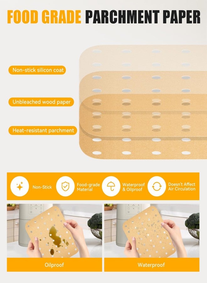 MMH 130PCS Air Fryer Paper Liners Perforated for bella 4Qt Slim Air Fryer(3.3lb Capacity), Rectangular Airfryer Disposable Parchment Paper Liner, Non-Stick Food-grade Air-Frier Accessories Free of Bleach - Image 3