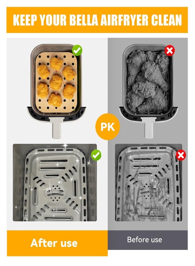 MMH 130PCS Air Fryer Paper Liners Perforated for bella 4Qt Slim Air Fryer(3.3lb Capacity), Rectangular Airfryer Disposable Parchment Paper Liner, Non-Stick Food-grade Air-Frier Accessories Free of Bleach - Image 4