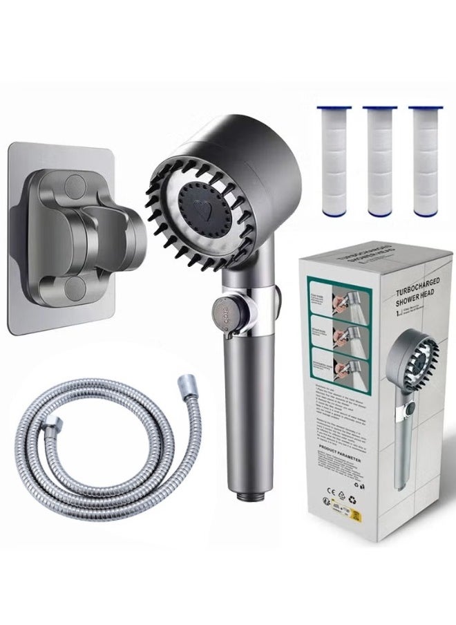 VOGMAX Handheld shower head, Shower head kit with high pressure and high flow even at low water pressure, Filter shower head with 1.5m hose, holder, rubber gasket and three filters  - Image 1