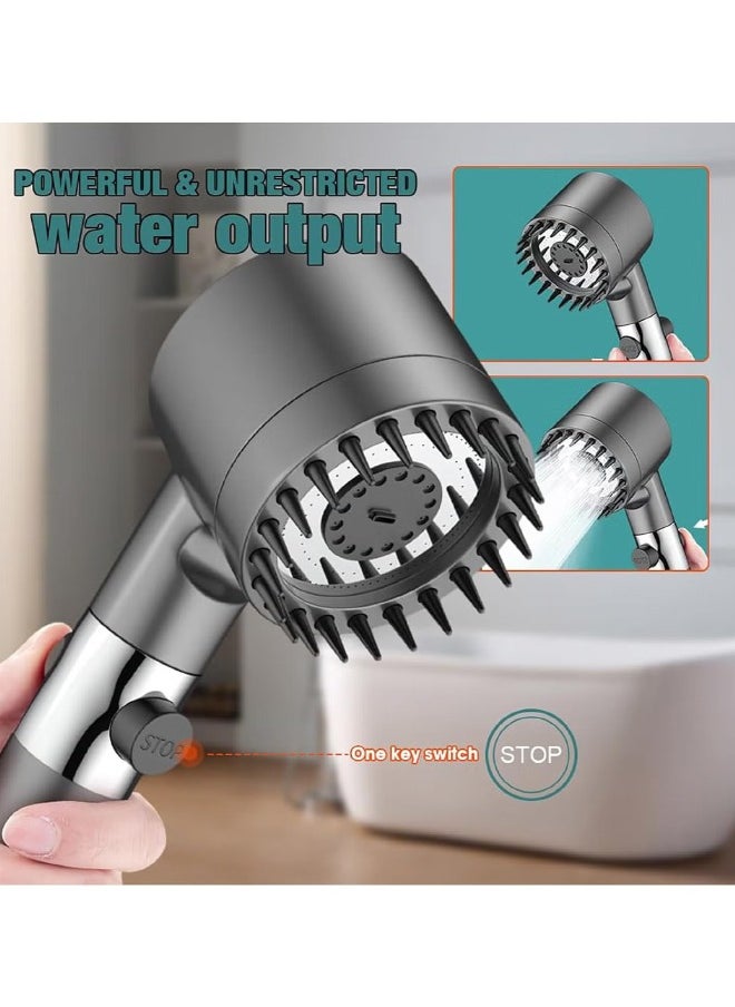 VOGMAX Handheld shower head, Shower head kit with high pressure and high flow even at low water pressure, Filter shower head with 1.5m hose, holder, rubber gasket and three filters  - Image 3