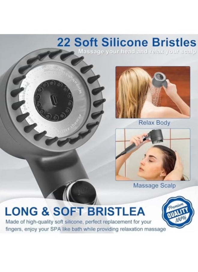 VOGMAX Handheld shower head, Shower head kit with high pressure and high flow even at low water pressure, Filter shower head with 1.5m hose, holder, rubber gasket and three filters  - Image 4