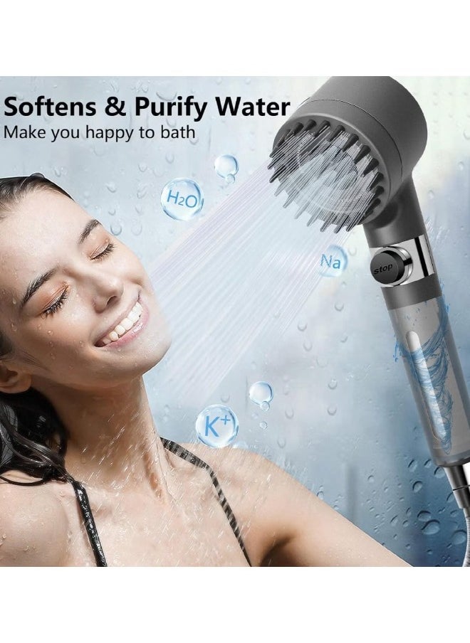 VOGMAX - Handheld shower head, Shower head kit with high pressure and high flow even at low water pressure, Filter shower head with 1.5m hose, holder, rubber gasket and three filters - Image 1