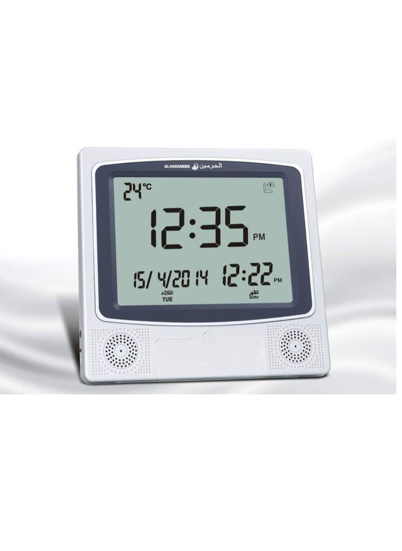 spa luxetique Digital Azan Table Alarm Clock Silver/Black 22.5x21.5cm  - Image 1