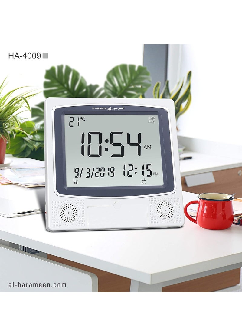 spa luxetique Digital Azan Table Alarm Clock Silver/Black 22.5x21.5cm  - Image 2