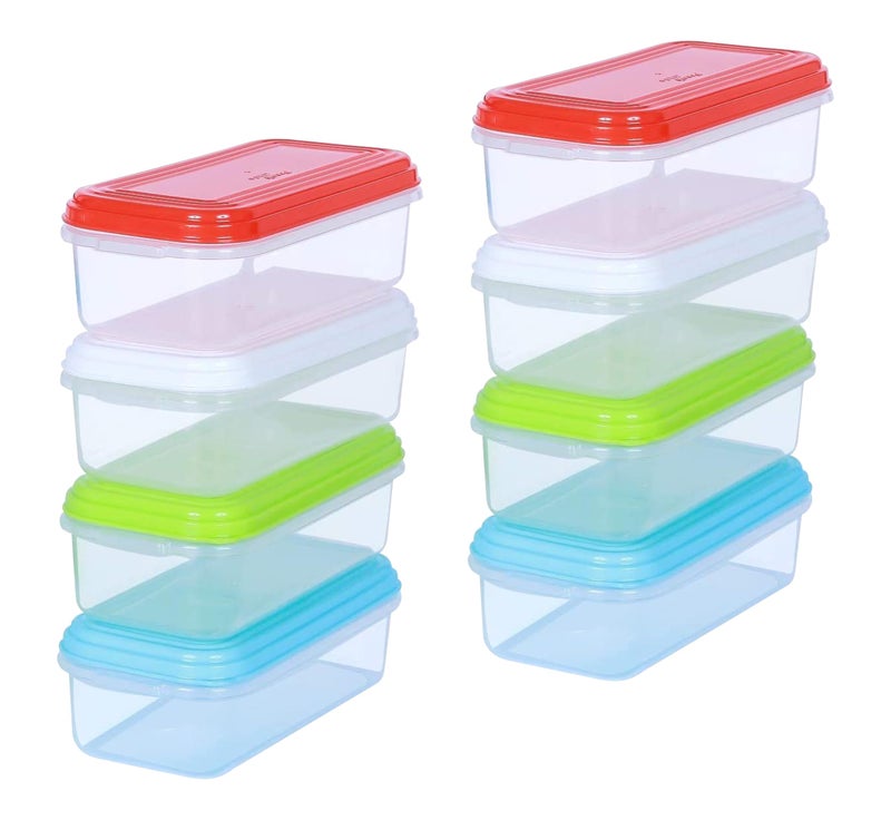 ARSUK Small Plastic Food Storage Containers with Lids, 8-Pack 8oz (1 Cup / 250 ml) Rectangular Freezer Portion Containers for Leftovers, Spices & Soup, BPA-Free, Stackable, Leak-Resistant, Microwave Safe - Image 1