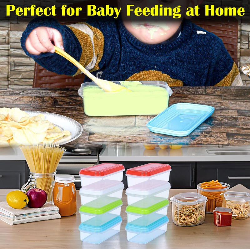 ARSUK Small Plastic Food Storage Containers with Lids, 8-Pack 8oz (1 Cup / 250 ml) Rectangular Freezer Portion Containers for Leftovers, Spices & Soup, BPA-Free, Stackable, Leak-Resistant, Microwave Safe - Image 4