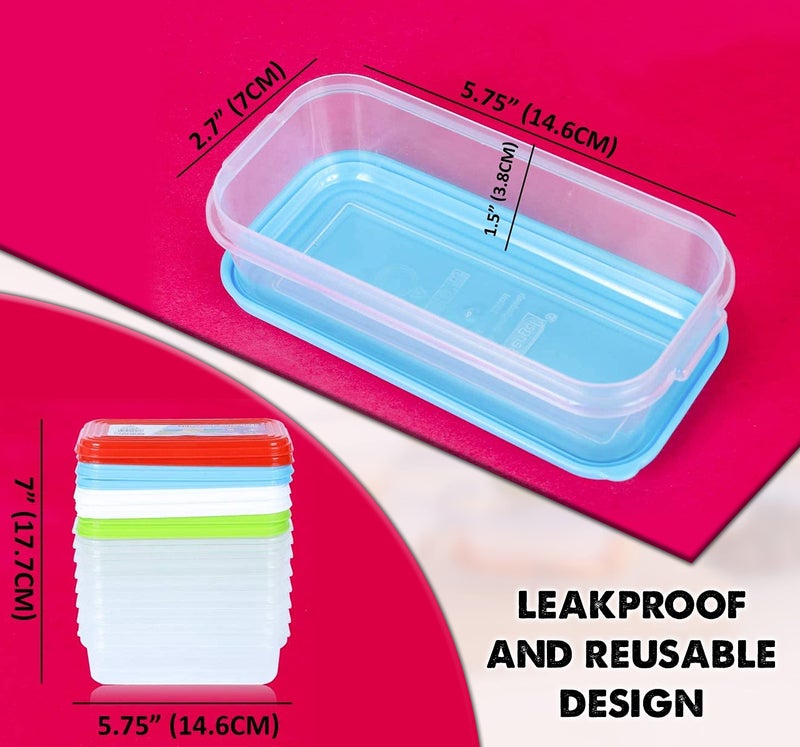 ARSUK Small Plastic Food Storage Containers with Lids, 8-Pack 8oz (1 Cup / 250 ml) Rectangular Freezer Portion Containers for Leftovers, Spices & Soup, BPA-Free, Stackable, Leak-Resistant, Microwave Safe - Image 3