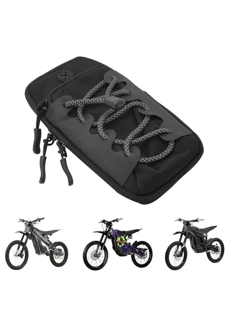 Oasisgalore Universal Front Frame Bag for Electric Dirt Bikes - Black, Fits Sur Ron LBX E-Ride Pro Rawrr Mantis, Holds Phone, Keys  - Image 1