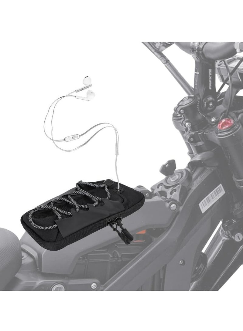 حقيبة القوائم الأمامية العالمية للدراجات الرملية الكهربائية - أسود، تناسب Sur Ron LBX E-Ride Pro Rawrr Mantis، تحتوي على الهاتف والمفاتيح
