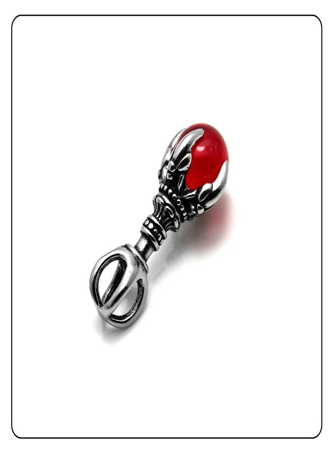 Fusamk Punk Rock Titanium Steel Dragon Claw Crystal Ball Pendant Necklace(Claw_Red_Ball) - Image 4