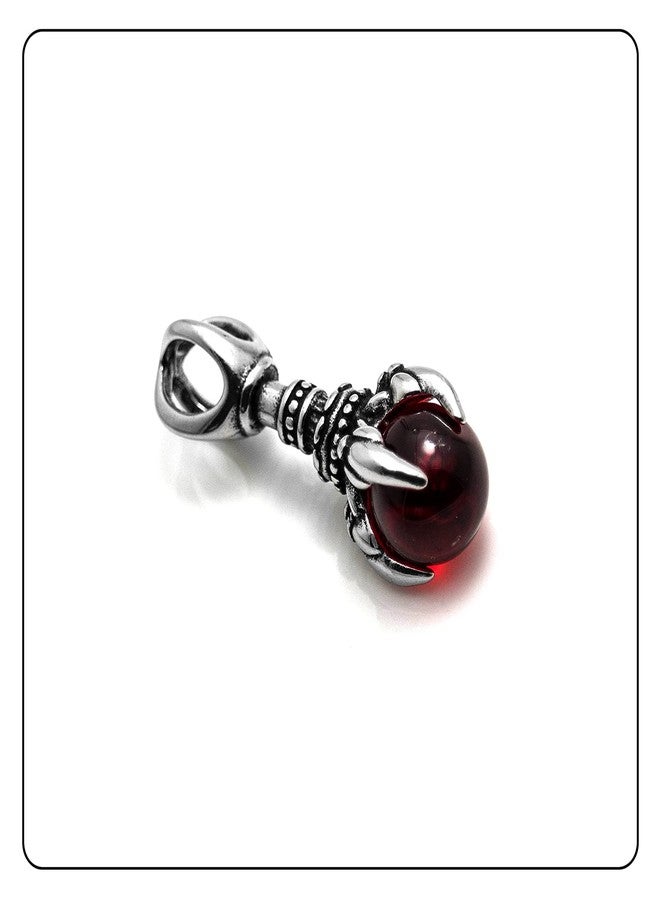 Fusamk Punk Rock Titanium Steel Dragon Claw Crystal Ball Pendant Necklace(Claw_Red_Ball) - Image 3