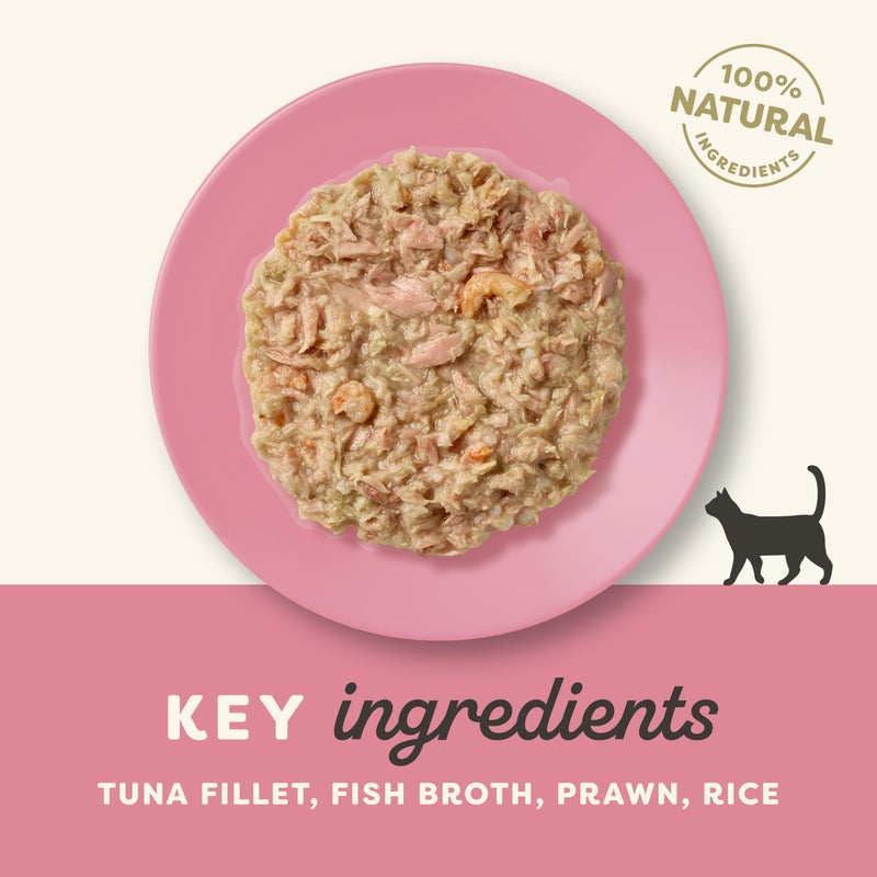 Applaws Natural Premium Wet Cat Food for Adult Cats, Tuna Fillet with Pacific Prawns in Broth Pack of 4 x 70g Pouches - Image 2