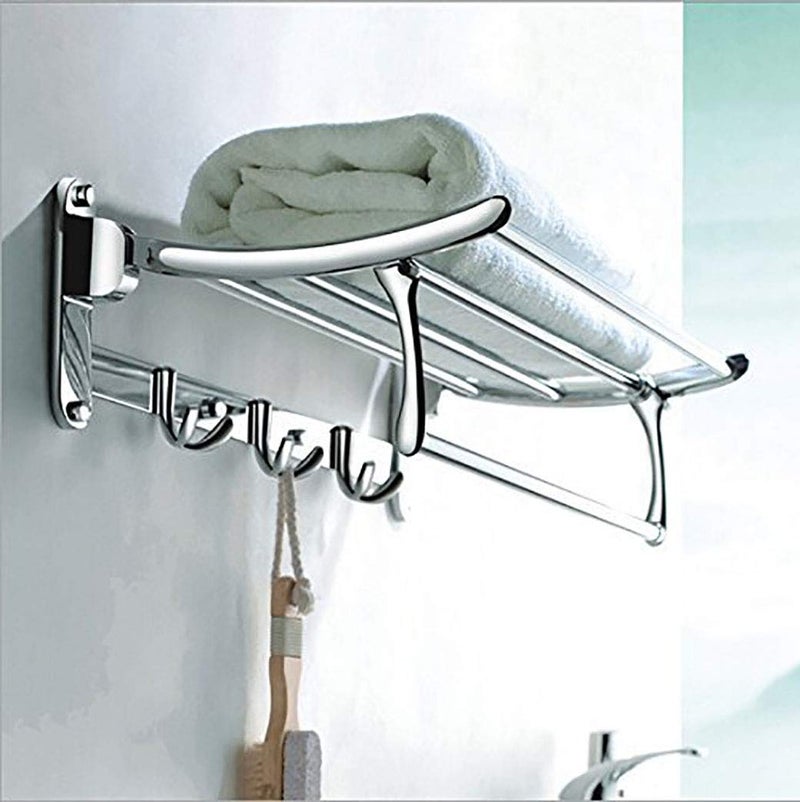 Plantex Stainless Steel Folding Towel Rack for Bathroom/Towel Stand/Hanger/Bathroom Accessories(24 Inch-Chrome) - Image 1