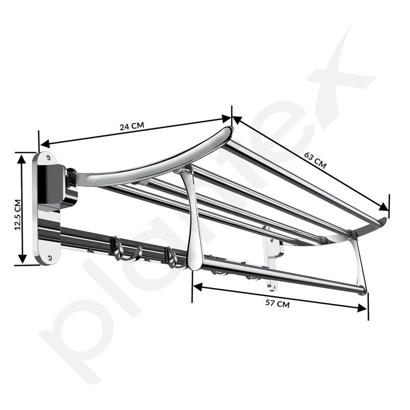 Plantex Stainless Steel Folding Towel Rack for Bathroom/Towel Stand/Hanger/Bathroom Accessories(24 Inch-Chrome) - Image 3