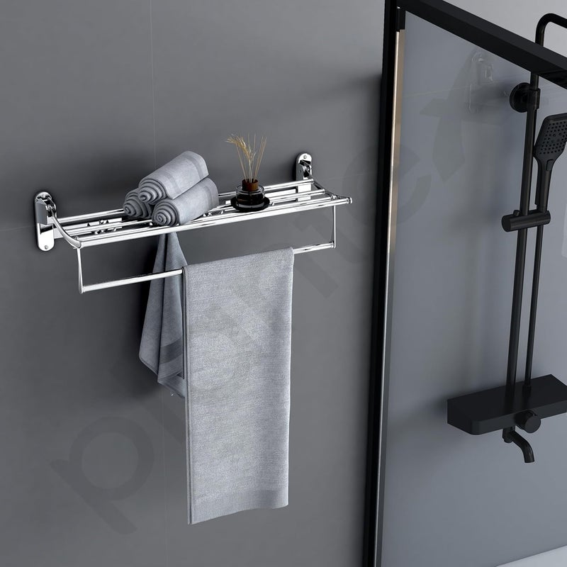Plantex Stainless Steel Folding Towel Rack for Bathroom/Towel Stand/Hanger/Bathroom Accessories(24 Inch-Chrome) - Image 4